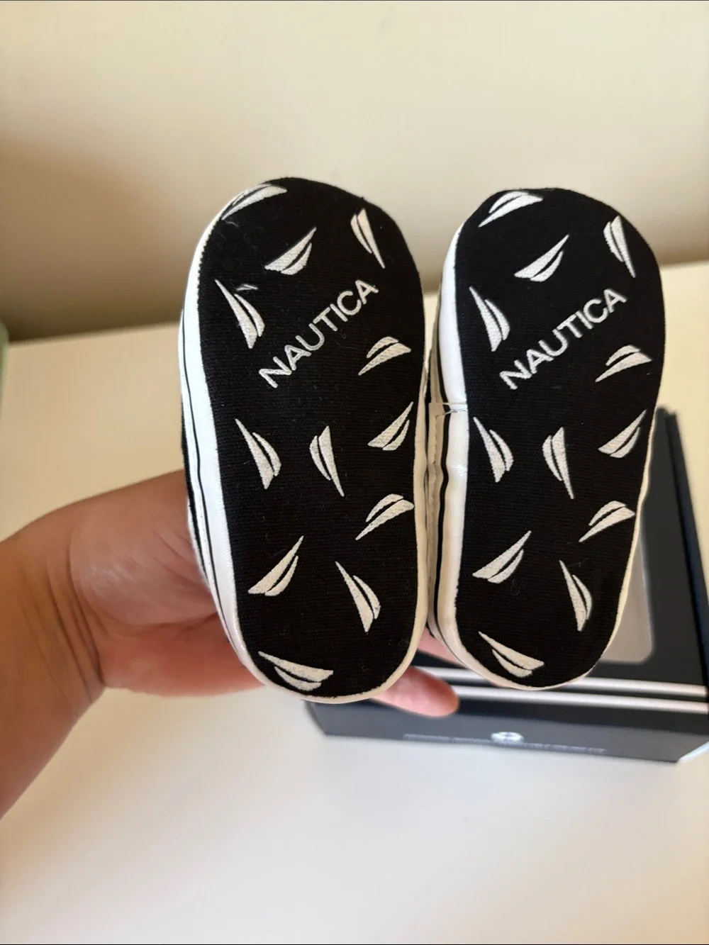 Nautica Black Canvas Baby Boat Shoes with White Trim